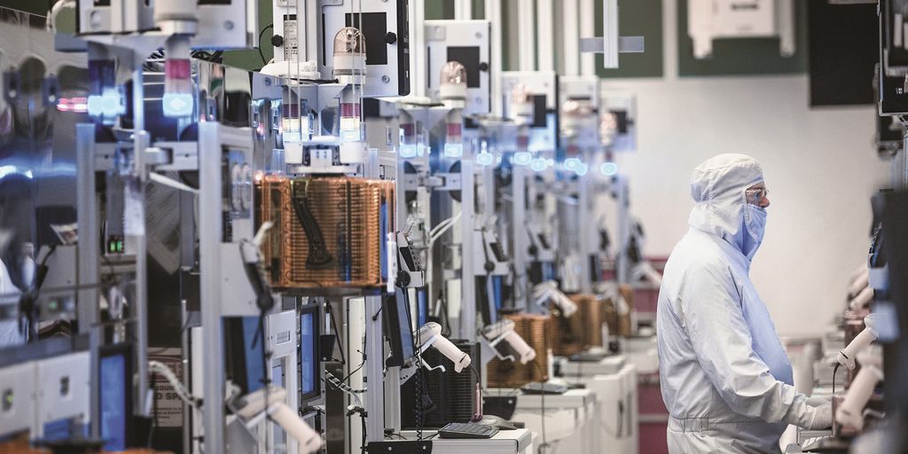 high-tech semiconductor wafer testing lab