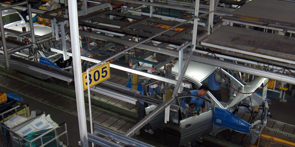 modern production line with automation equipment